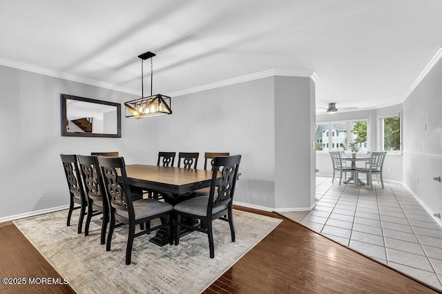 203 Muskflower Ct, Toms River, NJ 08753 - dining room featuring crown molding, wood finished floors, and a chandelier