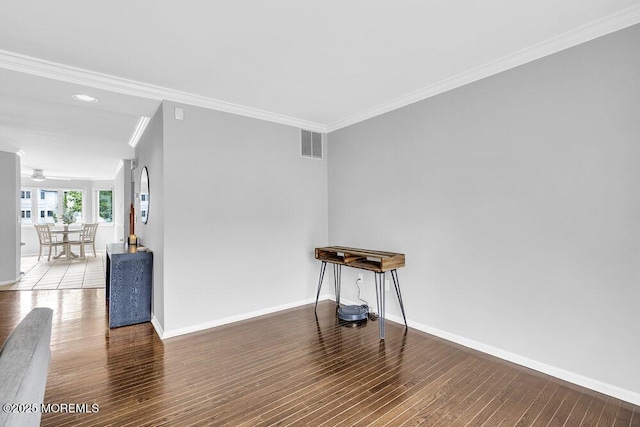 203 Muskflower Ct, Toms River, NJ 08753 - spare room with ornamental molding, wood finished floors, and recessed lighting
