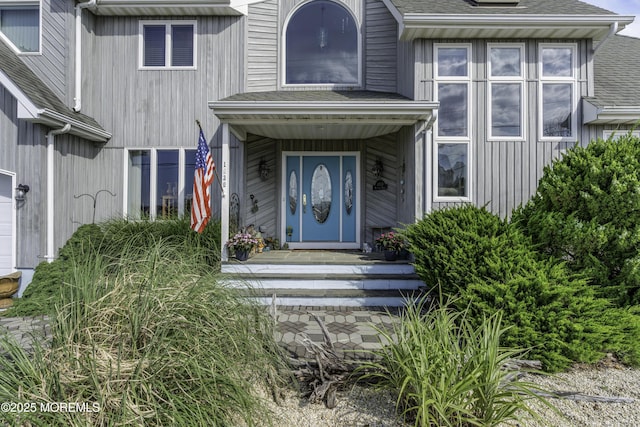 1030 Montauk Dr, Forked River, NJ 08731 - property entrance with roof with shingles