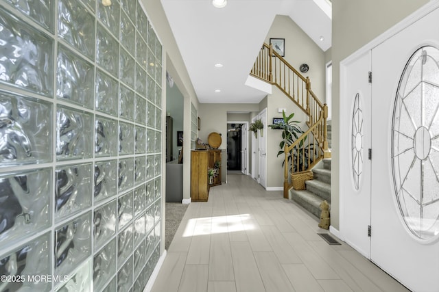 1030 Montauk Dr, Forked River, NJ 08731 - foyer featuring stairway and recessed lighting