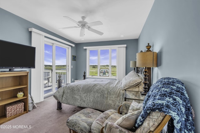 1030 Montauk Dr, Forked River, NJ 08731 - carpeted bedroom with access to exterior and a ceiling fan