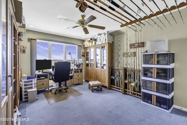 1030 Montauk Dr, Forked River, NJ 08731 - home office with carpet, a ceiling fan, and recessed lighting
