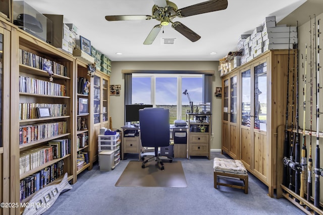 1030 Montauk Dr, Forked River, NJ 08731 - office with a ceiling fan and carpet flooring
