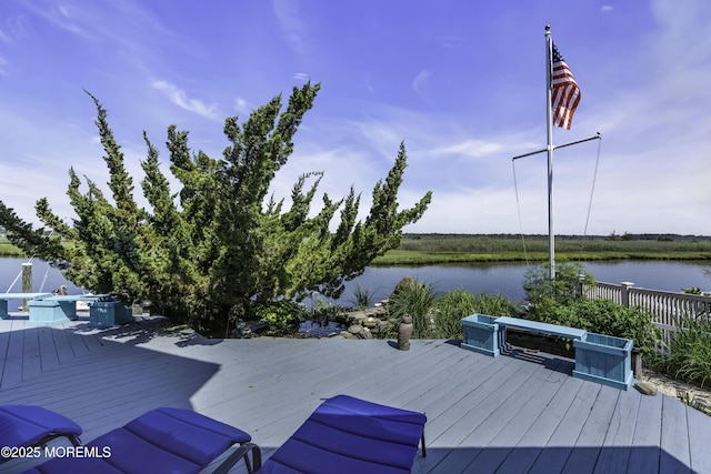 1030 Montauk Dr, Forked River, NJ 08731 - wooden deck featuring a water view