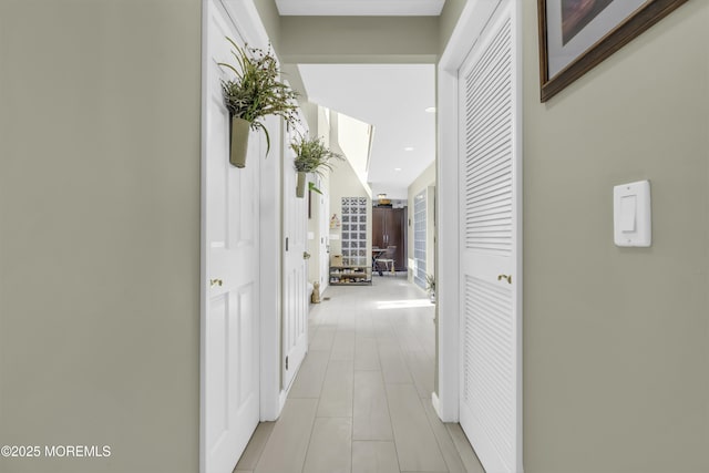 1030 Montauk Dr, Forked River, NJ 08731 - hall with recessed lighting and light tile patterned floors
