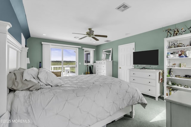1030 Montauk Dr, Forked River, NJ 08731 - bedroom with access to exterior, carpet floors, and ceiling fan