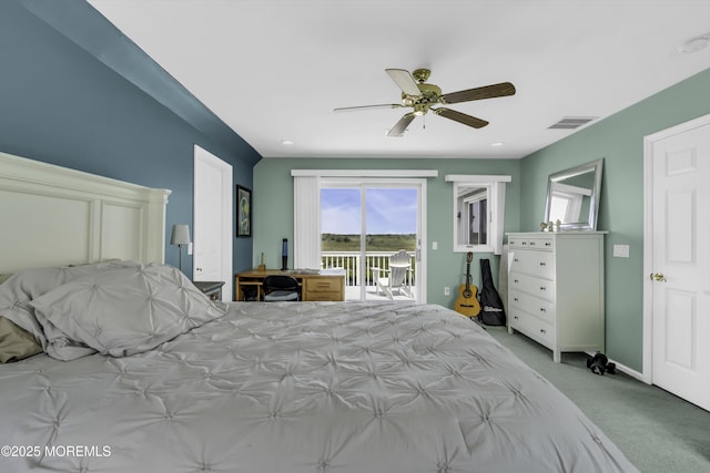 1030 Montauk Dr, Forked River, NJ 08731 - carpeted bedroom with access to exterior and a ceiling fan