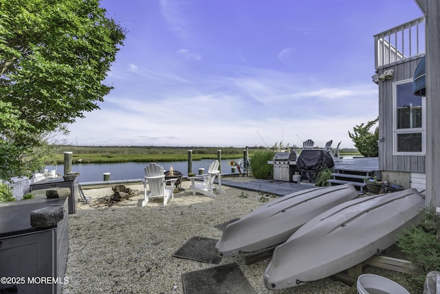 1030 Montauk Dr, Forked River, NJ 08731 - view of yard featuring a water view and an outdoor fire pit