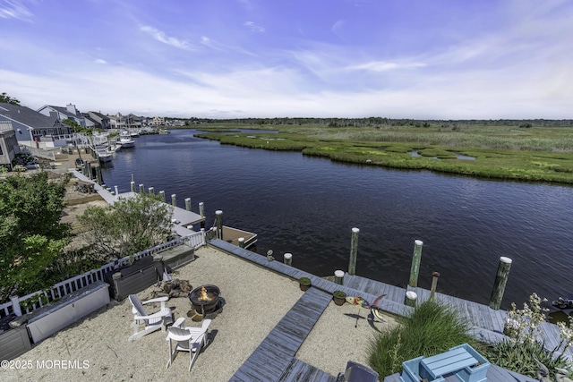 1030 Montauk Dr, Forked River, NJ 08731 - water view featuring a dock and an outdoor fire pit
