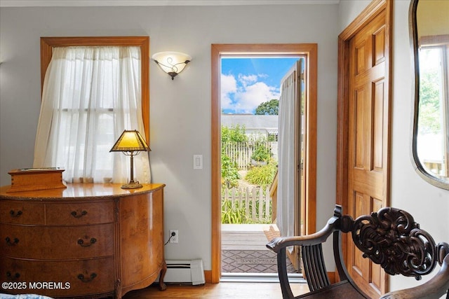 3100 Harrison St, Wall, NJ 07719 - bedroom with a baseboard radiator, access to outside, and wood finished floors