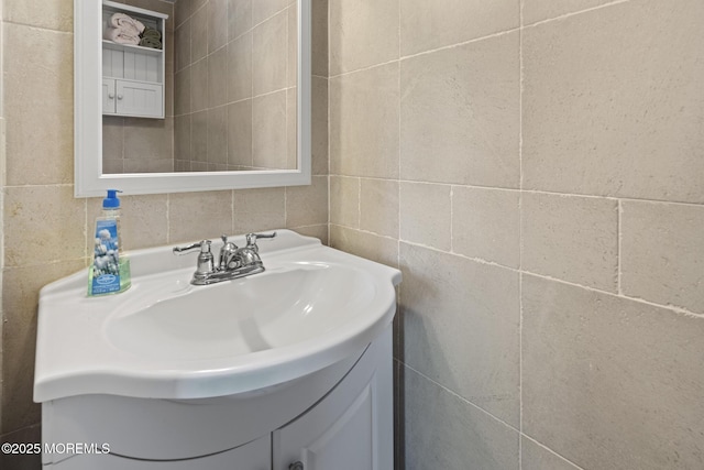 51 Hiering Ave Unit D9, Seaside Heights, NJ 08751 - bathroom with vanity and tile walls