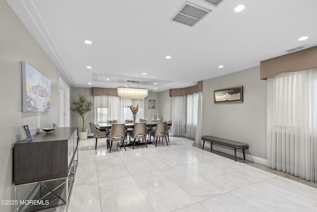 136 Sunset Rd, Lakewood, NJ 08701 - dining area with light tile patterned floors and recessed lighting