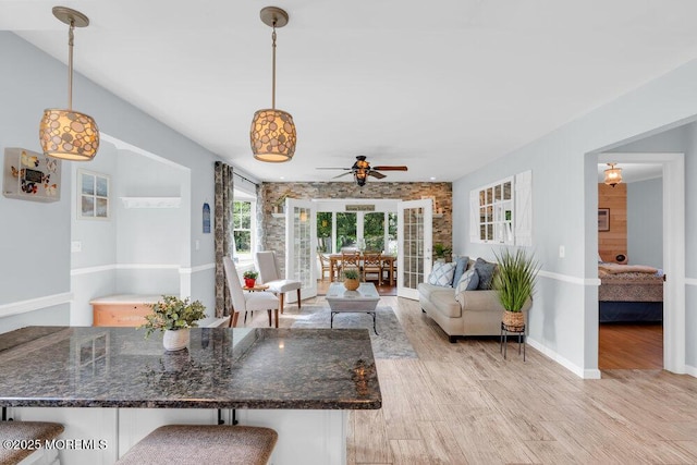 1 Cedar Ave, Rumson, NJ 07760 - living area with light wood finished floors and a ceiling fan