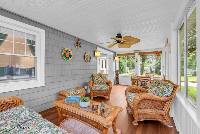1 Cedar Ave, Rumson, NJ 07760 - sunroom / solarium featuring a ceiling fan and wood finished floors
