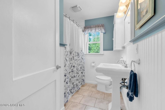 1 Cedar Ave, Rumson, NJ 07760 - full bath with tile patterned floors and a shower with shower curtain
