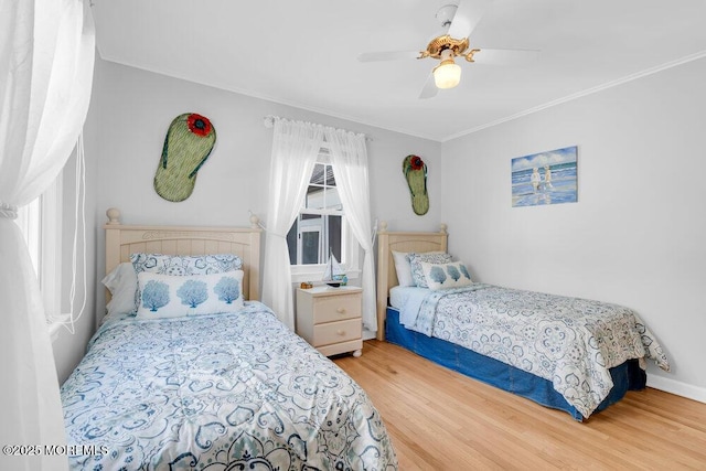 1 Cedar Ave, Rumson, NJ 07760 - bedroom featuring wood finished floors, ornamental molding, and ceiling fan