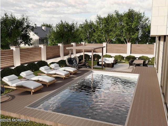 197 Delaware Ave, Oakhurst, NJ 07755 - view of swimming pool with an outdoor hangout area, a deck, and a pergola