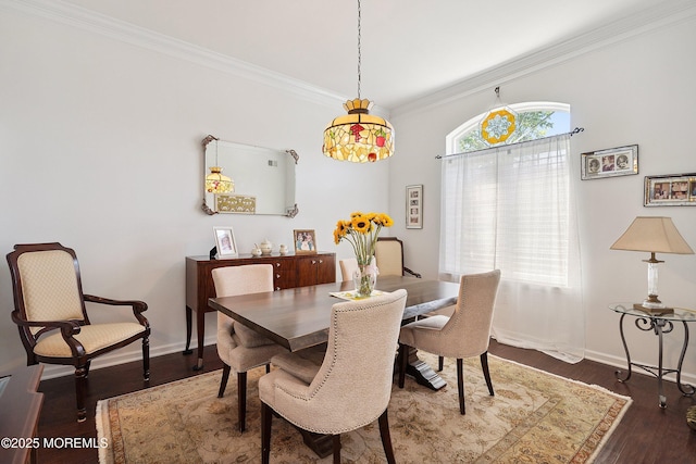 16 Gladstone St, Forked River, NJ 08731 - dining area featuring ornamental molding and dark wood-style floors