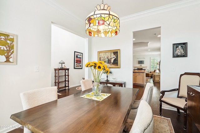 16 Gladstone St, Forked River, NJ 08731 - dining space featuring dark wood-type flooring and crown molding