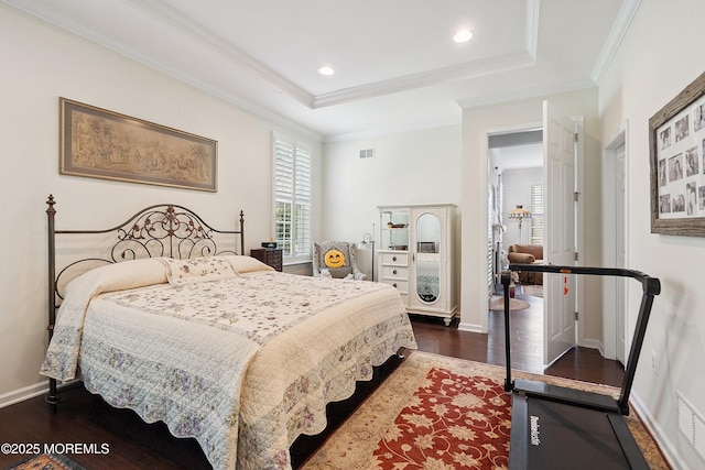 16 Gladstone St, Forked River, NJ 08731 - bedroom with dark wood finished floors, ornamental molding, and recessed lighting