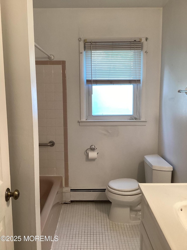 109 Edinburgh Ct, Toms River, NJ 08757 - full bath featuring a baseboard radiator, tile patterned flooring, vanity, and washtub / shower combination