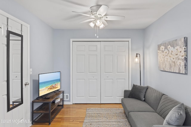 911 Beach Ave, Bradley Beach, NJ 07720 - living room with ceiling fan and light wood-type flooring