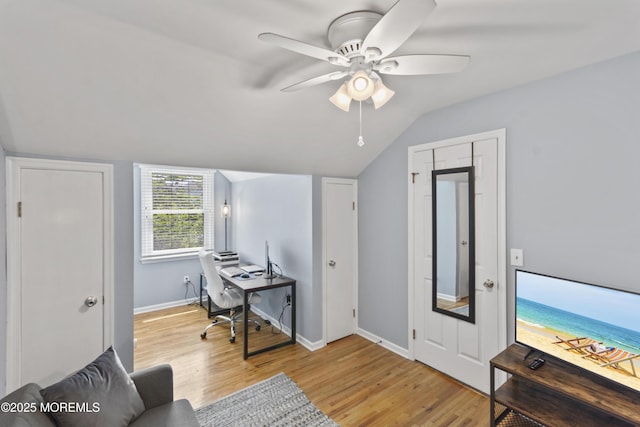 911 Beach Ave, Bradley Beach, NJ 07720 - office featuring light wood-style floors, a ceiling fan, and lofted ceiling