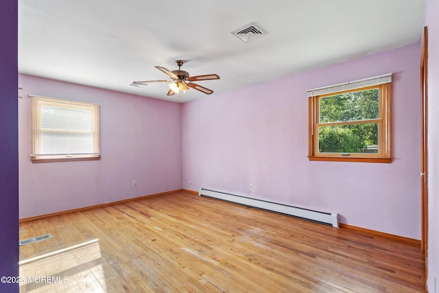 2238 Emerald Park Dr, Forked River, NJ 08731 - unfurnished room featuring baseboard heating, ceiling fan, and wood finished floors