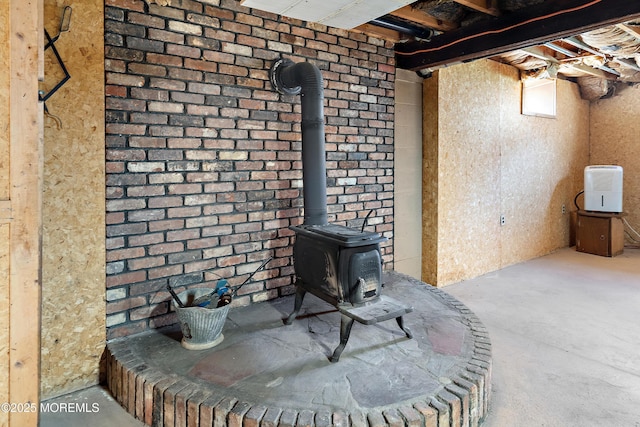 2238 Emerald Park Dr, Forked River, NJ 08731 - basement featuring a wood stove