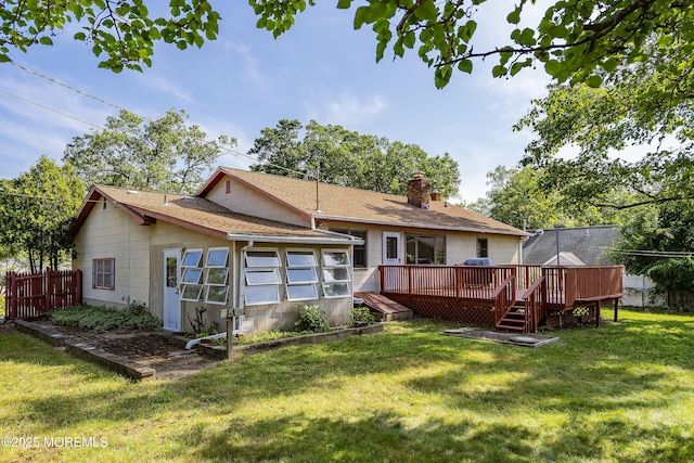 2238 Emerald Park Dr, Forked River, NJ 08731 - rear view of house with a chimney and a deck
