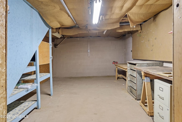 2238 Emerald Park Dr, Forked River, NJ 08731 - unfinished below grade area featuring a workshop area and concrete block wall