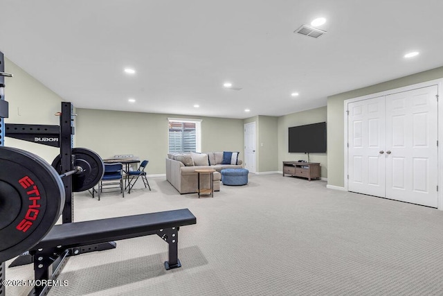 30 Malcolm Way, Lincroft, NJ 07738 - exercise area with recessed lighting and carpet