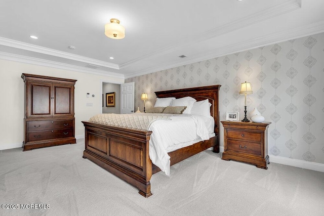 30 Malcolm Way, Lincroft, NJ 07738 - bedroom featuring light colored carpet, crown molding, and recessed lighting