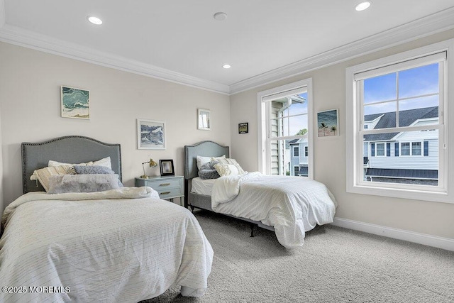 30 Malcolm Way, Lincroft, NJ 07738 - bedroom with crown molding, carpet, and recessed lighting