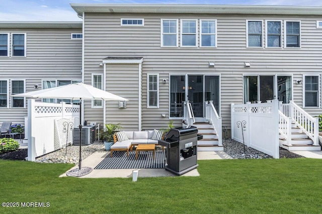 30 Malcolm Way, Lincroft, NJ 07738 - rear view of house with an outdoor hangout area and a patio