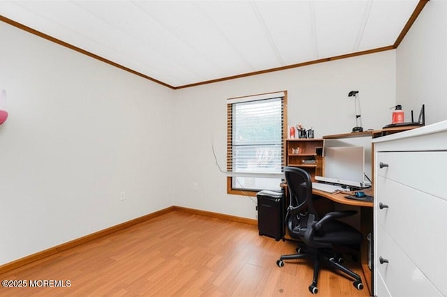 14 Cedar Ct, Manalapan, NJ 07726 - office area with crown molding and light wood-style flooring