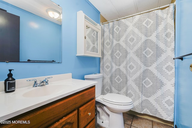 14 Cedar Ct, Manalapan, NJ 07726 - full bath with vanity, curtained shower, and tile patterned floors