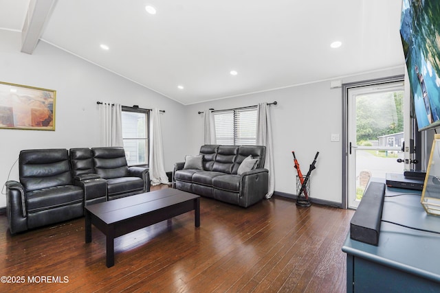 14 Cedar Ct, Manalapan, NJ 07726 - living area with dark wood-style flooring, healthy amount of natural light, and recessed lighting