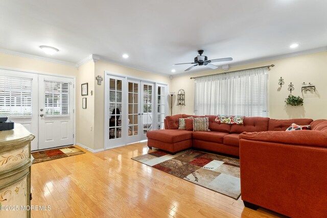 799B Westminster Ct Unit B, Manchester, NJ 08759 - living area featuring french doors, plenty of natural light, light wood-style floors, recessed lighting, and crown molding