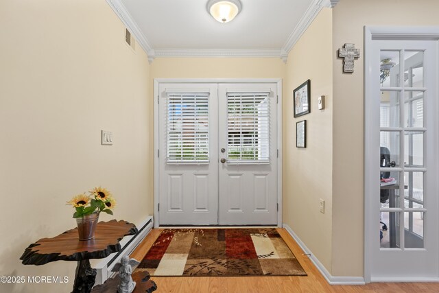 799B Westminster Ct Unit B, Manchester, NJ 08759 - doorway with ornamental molding, light wood-style flooring, and french doors