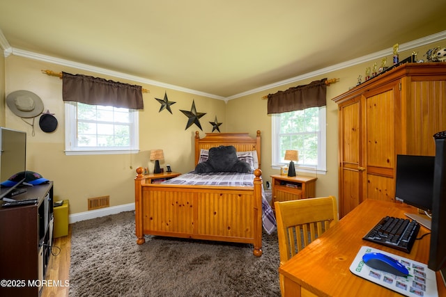 9 Partridge Ave, Freehold, NJ 07728 - bedroom with multiple windows, crown molding, and an office area