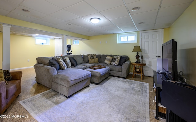 9 Partridge Ave, Freehold, NJ 07728 - living room featuring a paneled ceiling and carpet flooring