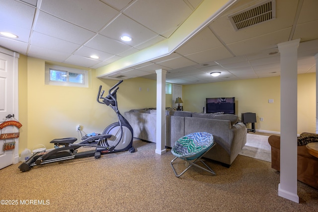 9 Partridge Ave, Freehold, NJ 07728 - workout area featuring a drop ceiling and recessed lighting