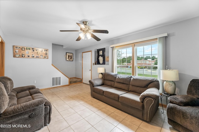 12 Liberty St, Old Bridge, NJ 08857 - living room featuring ceiling fan and light tile patterned floors