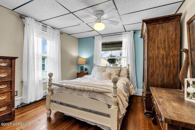 194 Washington St, Keyport, NJ 07735 - bedroom featuring dark wood-style floors and a drop ceiling