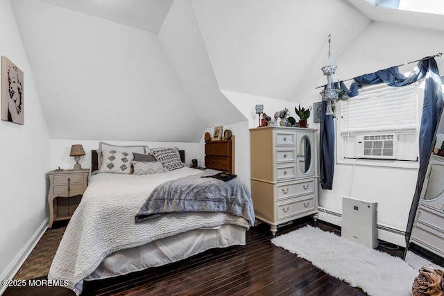 194 Washington St, Keyport, NJ 07735 - bedroom with lofted ceiling, wood finished floors, a baseboard radiator, and a skylight