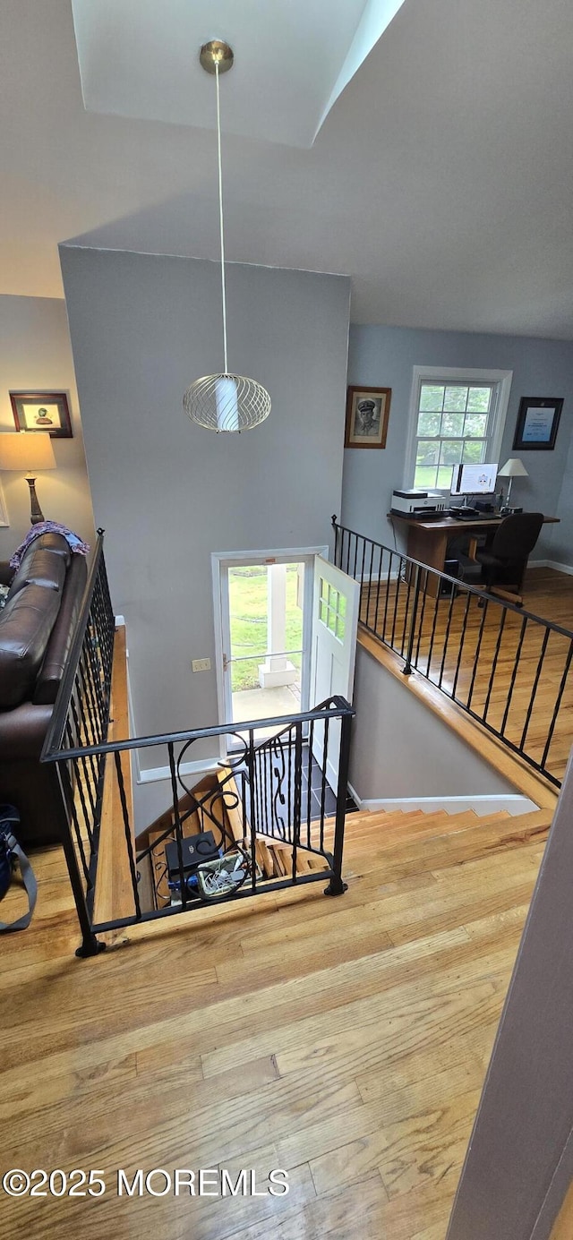 20 Woodridge Ave, Toms River, NJ 08755 - stairs featuring wood finished floors and high vaulted ceiling