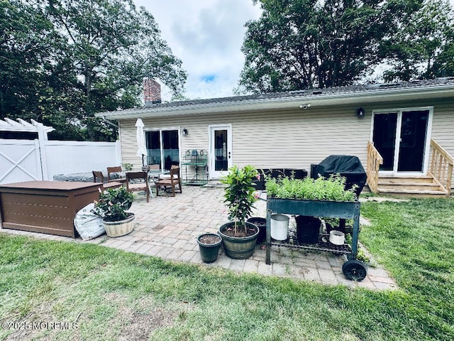 412 Steuben Ave, Forked River, NJ 08731 - rear view of house with a patio, a chimney, and entry steps