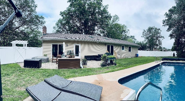 412 Steuben Ave, Forked River, NJ 08731 - rear view of property with a fenced backyard, a chimney, and a patio