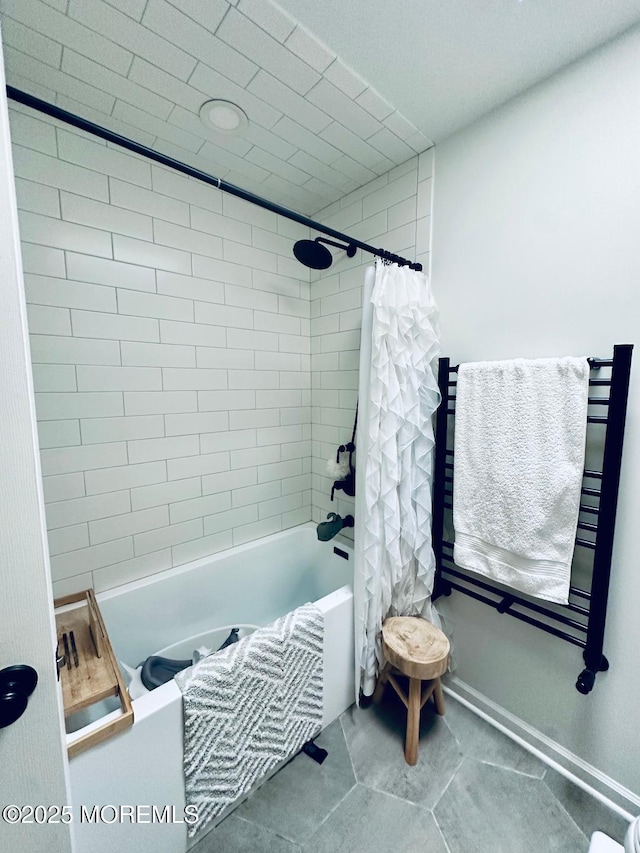 412 Steuben Ave, Forked River, NJ 08731 - bathroom featuring shower / bathtub combination with curtain and tile patterned floors